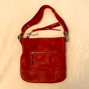 Coach Purse - Red Leather, Crossbody, Saddlebag, Shoulderbag